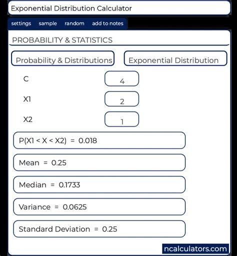 exponential distribution calculator